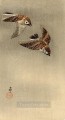 two sparrows in flight Ohara Koson Shin hanga
